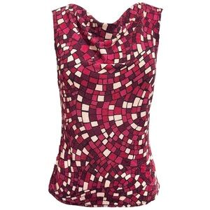 NINETY Y2K Sleeveless Cowl Neck Blouse Geometric Sparkle Tank Size